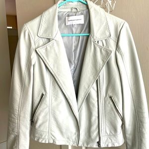 Cupcakes and cashmere faux leather light grey jacket. Size XS